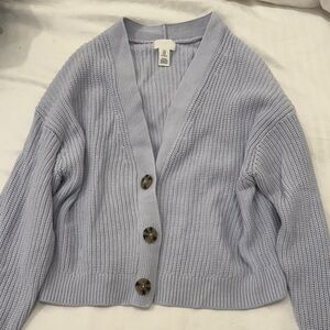 Light Blue Button-Up Women Sweater